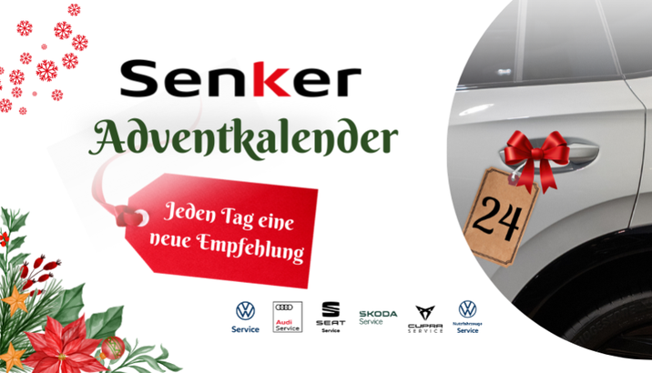 Senker Adventkalender - Jeden Tag eine neue Empfehlung | mit Autotür und Schleife